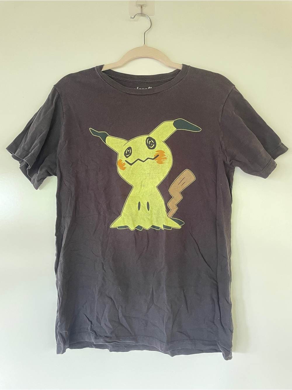 Pokemon Black Short Sleeve Tee with Yellow Mimikyu Graphic